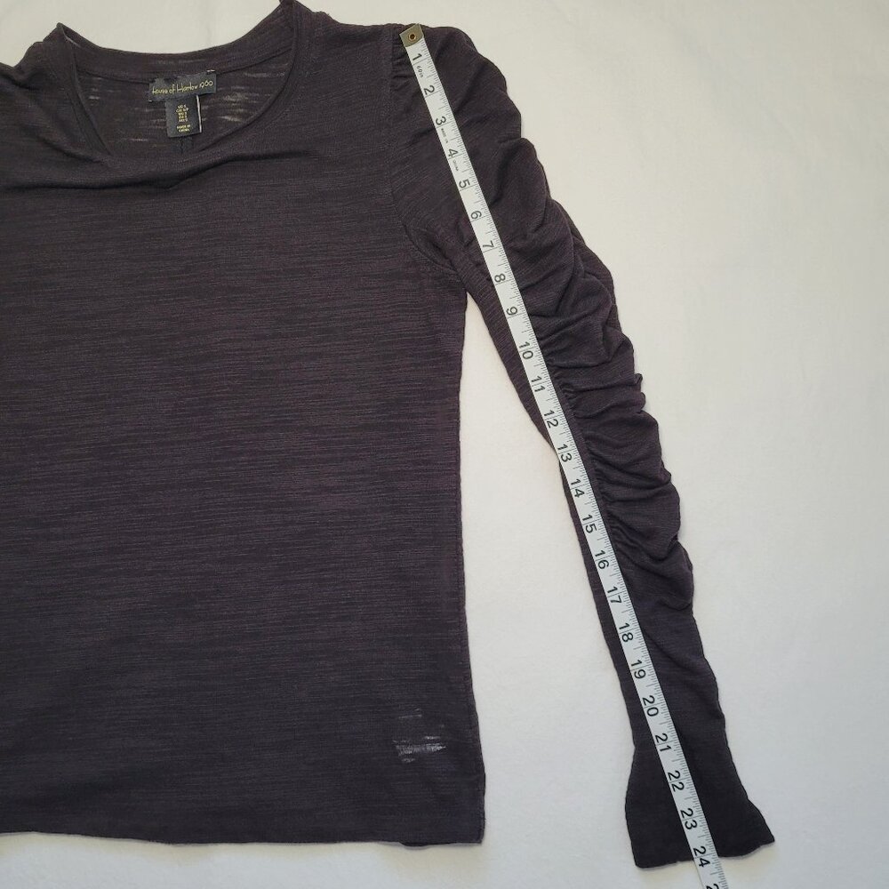 House of Harlow 1960 Ruched Long Sleeve Top Burnout Black Small Poetcore - Picture 10 of 11